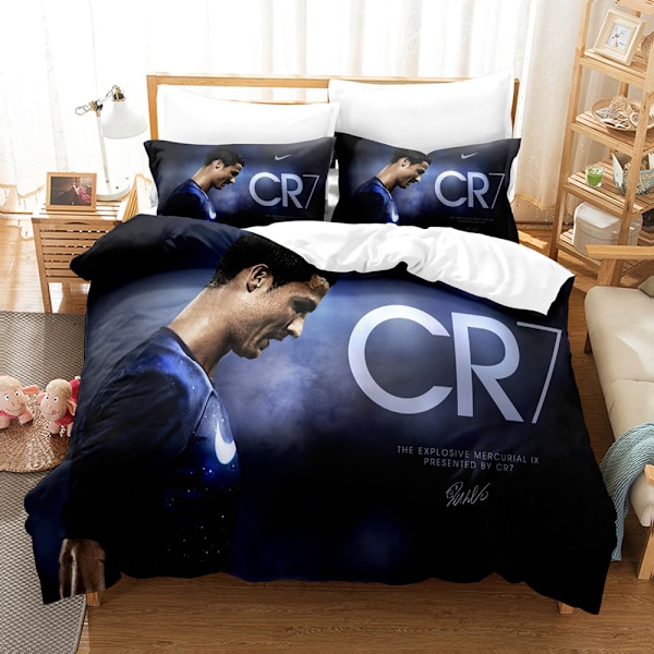 3D fotbollsstjärna Ronaldo, Messi, Mbappe och andra serier tryckta tredelade set tvådelade set digitalt påslakan örngott set O 140*210