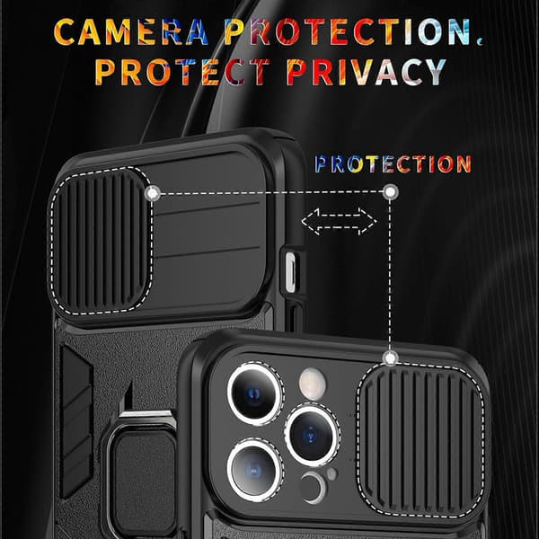 TPU + PC-telefondeksel med skyvbart kameradekseldesign for iPhone 14
