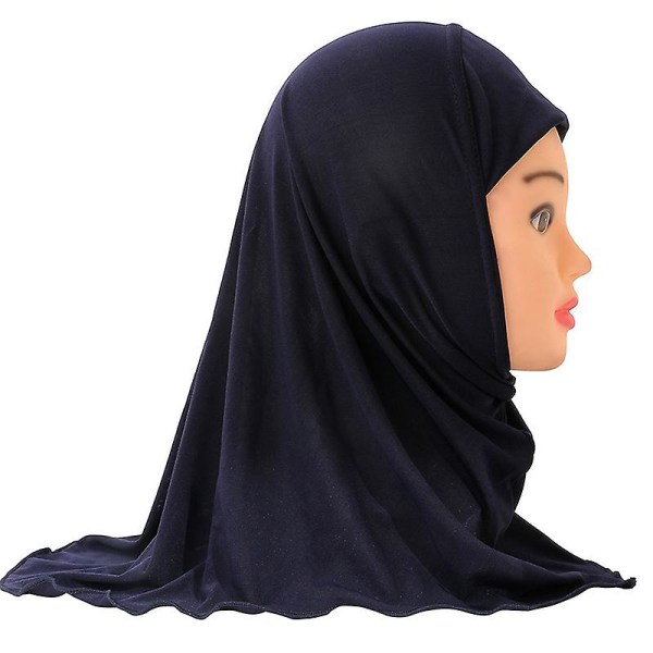 Headwrap Islamiska arabiska Scarfs Sjalar Passar 2-7 år gammal muslimsk hijab Scarf Flickor Barn Turban Kepsar Blomma Headscarf Black
