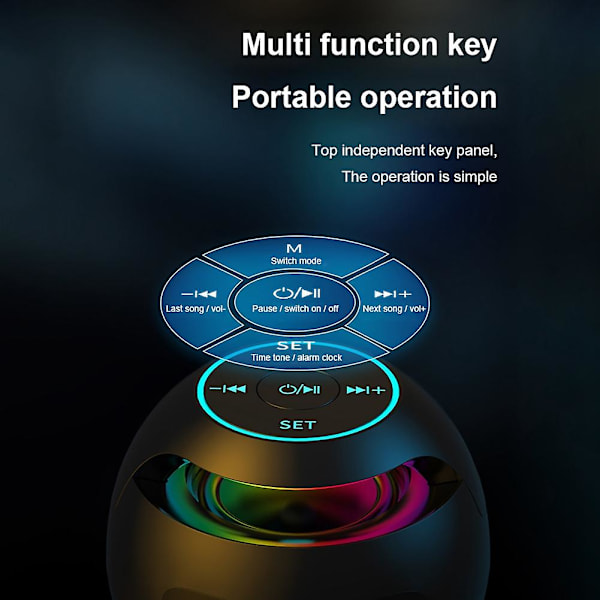 Mini Bluetooth högtalare Trådlös Bluetooth ljudbox med LED-skärm Väckarklocka Hifi TF-kort MP3-musikuppspelning (Vit) White