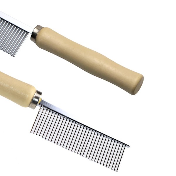 Træhåndteret plejekam til hunde, katte og kæledyr Pet Comb
