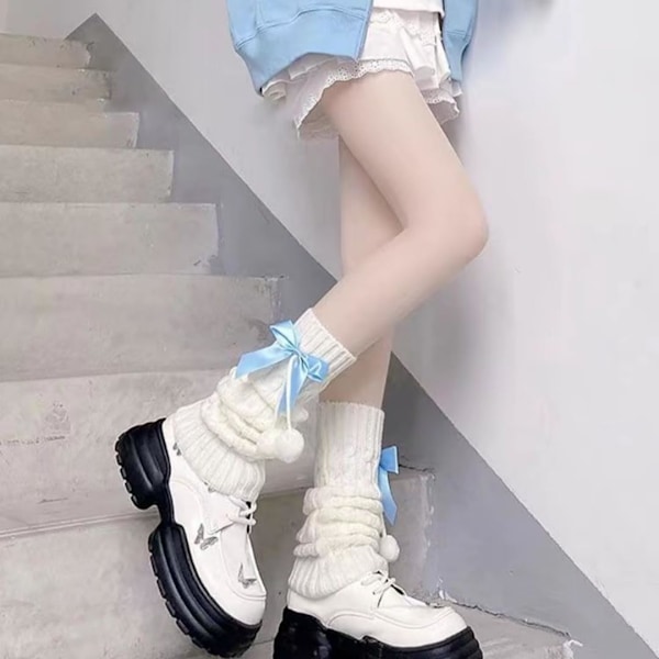 Lange Beinstrikkere for Kvinner Harajuku Japansk Ull Kabelstrikk Lårhøye Beinstrikkere Løse Sokker