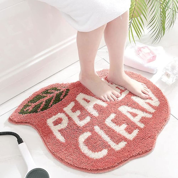 Bademåtte Peachy Coral Pink, Skridsikker Fodmåtte Peach Badeværelsesmåtter og -måtte Sød Tegneserie Bademåtte Vaskbar Skridsikker Fodmåtte Absorberende Badekar Måtte (55x63