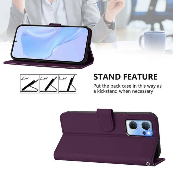 Lanyard PU Etui Til OPPO Reno7 5G Global Violet