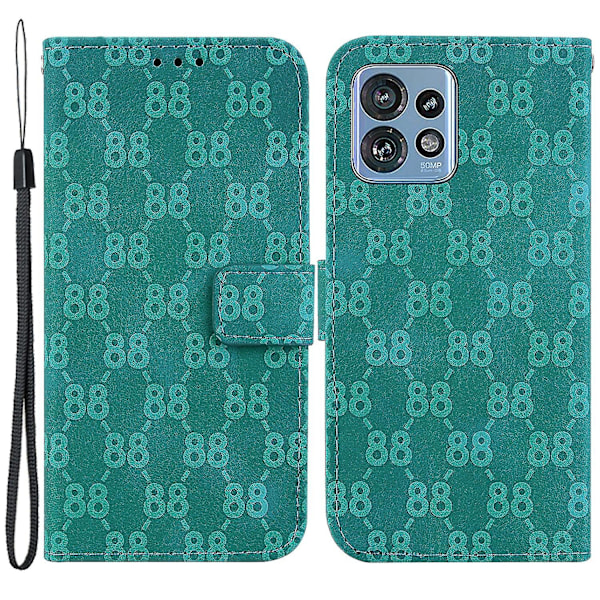 Lærveske med stativfunksjon for Motorola Moto X40 5g/edge 40 Pro 5g/edge+ (2023) - Dobbelt 8-formet trykk, lommebokdesign Green