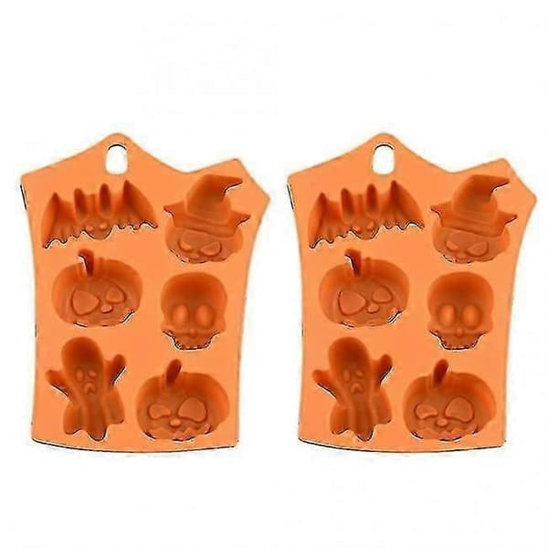 2 stk Halloween silikon bakeformer - gresskar skjeletthode, flaggermus, spøkelsesform - kakeform cupcake sjokoladeform - DIY baking