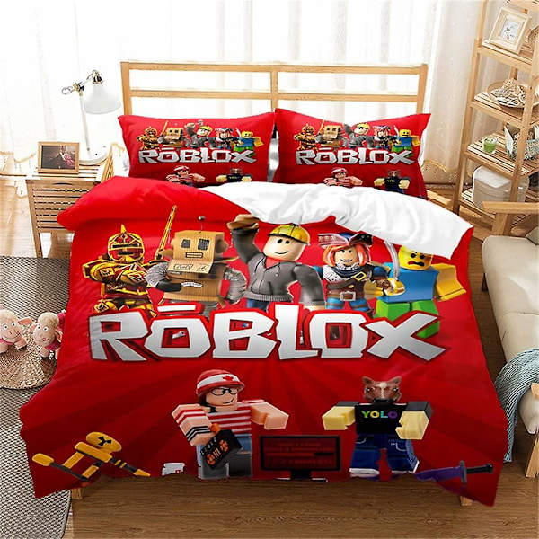 ROBLOX Dynetrekksett med matchende putevar 120 trådtelling Garantert dynebeskytter Deksel Premium sengetøy Kolleksjon Ekstra myk ROBLOX 01 Single135x200cm