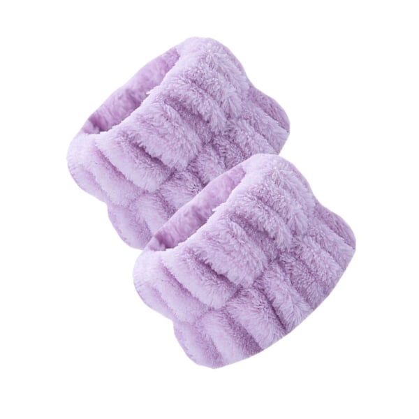 2 stk Face Wash Armbånd Microfiber Manchet Håndledsbånd Blødt Absorberende Spa Håndledsvaskebånd Purple