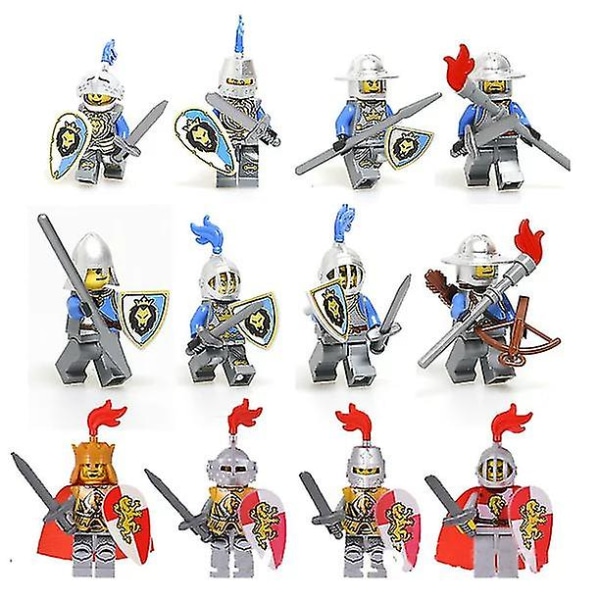 12 stk middelalderfigurer ridder minifigur soldat actionfigur byggeklods legetøj børn legetøj gave samling