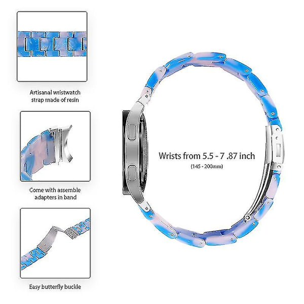 Til Samsung Galaxy Watch 5 40 mm / 44 mm / Watch 5 Pro 45 mm Resin urbånd i rustfrit stål med spændearmbånd Blue   Pink