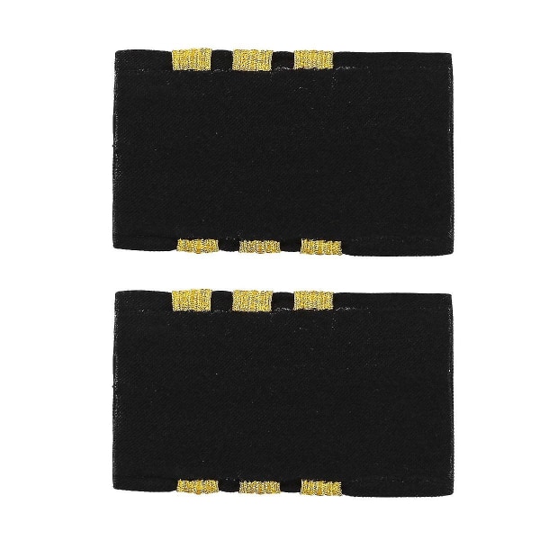 Traditionella Pilot Bar Epauletter Mode Guld Stripes Brosch Epauletter För Uniform Skjorta Professionell Shoulder Board Emblem Craft Black Gold One