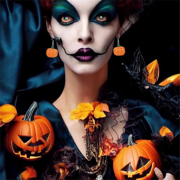 Græskarøreringe til kvinder og piger Søde håndlavede 3D små orange græskar Halloween hængende øreringe Thanksgiving efterårsgræskar