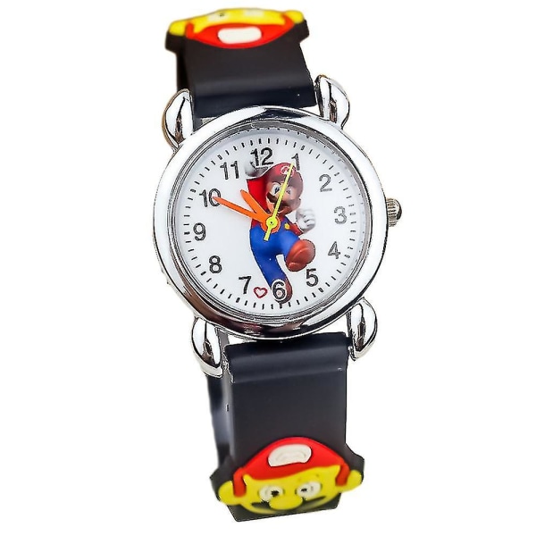 Super Mario Cartoon Armbåndsur Analog Quartz Klokker Gutter Jenter Barn Gavestrømpe Black