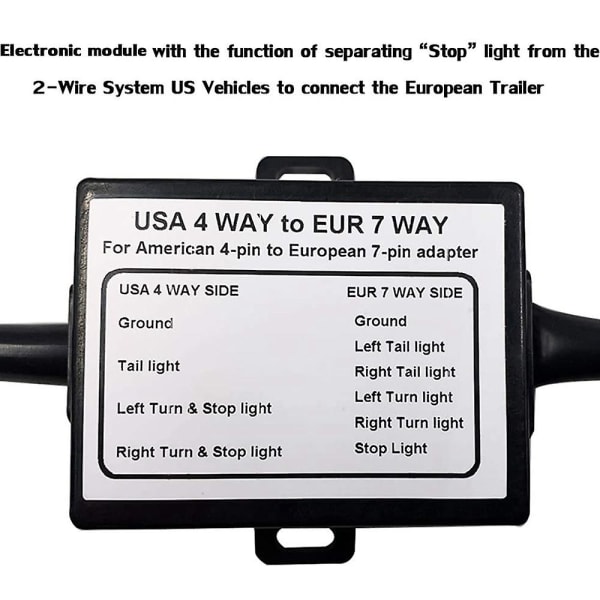 Oss till Europa Trailer Light Converter 4 Way Flat Socket (amerikanskt fordon) Till 7 Way Round Socket (eu