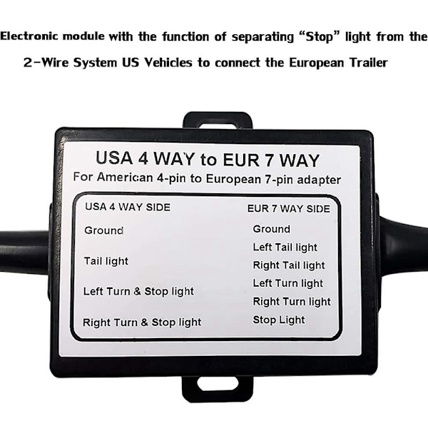 Us To Europe Trailer Light Converter 4 Way Flat Socket (amerikkalainen ajoneuvo) 7 Way Round Socket (eu black