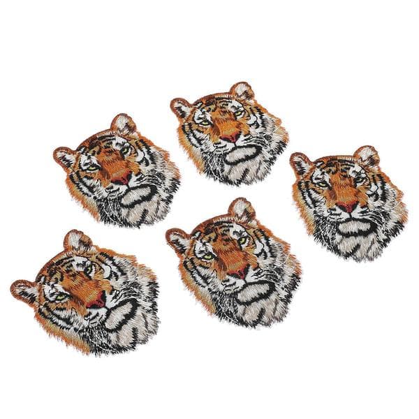 5 stk. polyester tigerhode-mønster kleslapper klesveskedekorasjoner