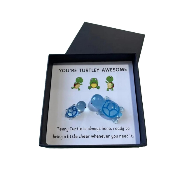 Lommeklem Skilpaddedekorasjon med gratulasjonskort Følelsesmessig støtte You're Turtley Fantastisk skilpadde Lekevenner Familie Valentinsdag Minnegavegave Blue