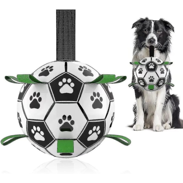 Koiran lelut Jalkapallo, jossa on tarranauhat, interaktiiviset koiranlelut köydenvetoon