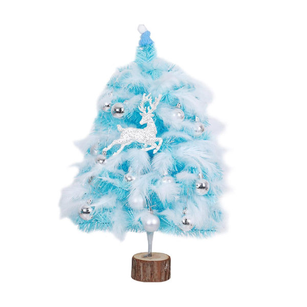 Feather Christmas Tree Mini Blå Rosa Dekorasjon Cedar Desktop_a Blue