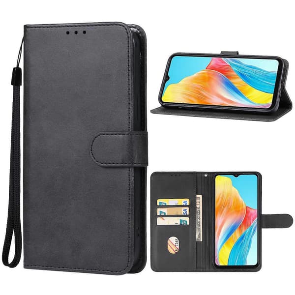 Lærtelefondeksel til OPPO A38 Black