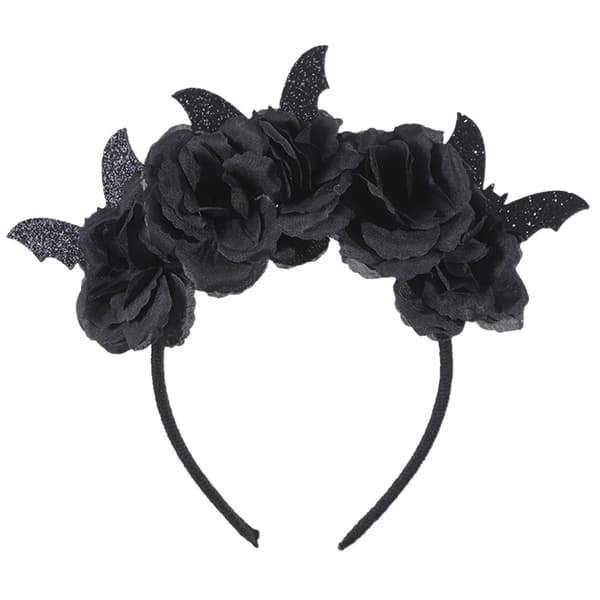 Halloween Hodebånd Svart Rose Flaggermus Hodebånd for Kvinner Gotisk Blomst Hårtilbehør Hodeplagg Hårbøyle Hodeplagg Black