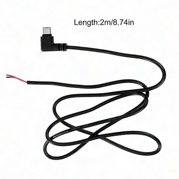 25cm/1m/2m USB C han til 2-benet åben ende strømkabel 5V 3A 22AWG til LED-lys router ventilator kamera 2m straight head