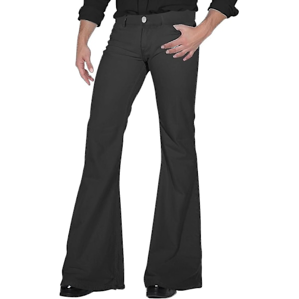 70'er Disco Bukser til Mænd Herre Bell Bottom Jeans Bukser 60'er 70'er Bell Bottoms Vintage Denim Bukser Jeans til Mænd A003-black Medium
