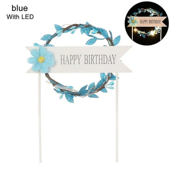 Led Heart tai Happy Birthday Cake Toppers Juhlakoristeet Leivontatarvikkeet Multicolor(Led)