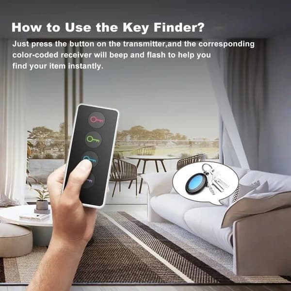 Wireless Key Finder with LED, Locator for Keys, Phone, Wallet, Remote Control