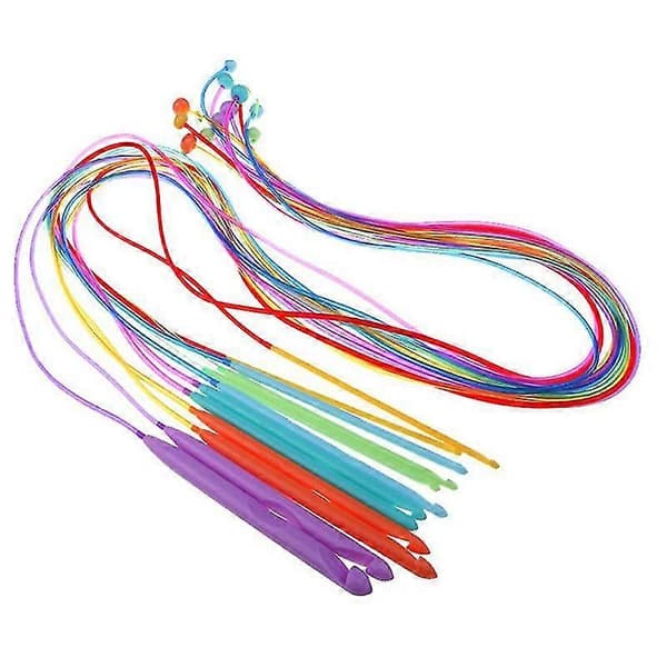 12 st flexibla afghanska tunisiska virknålar i plast 3,5-12 mm 12pcs Multicolor