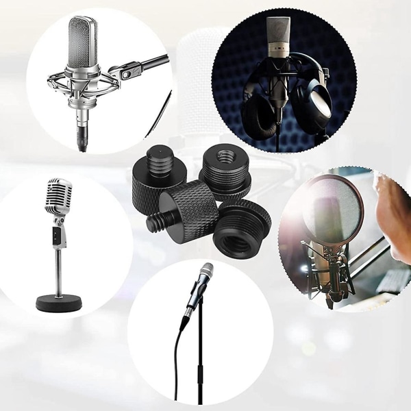 Mikrofoniteline set, mikrofonin kierreadapterit - 5/8 naaras - 3/8 uros ja 5/8 naaras - 1/4 uros Black