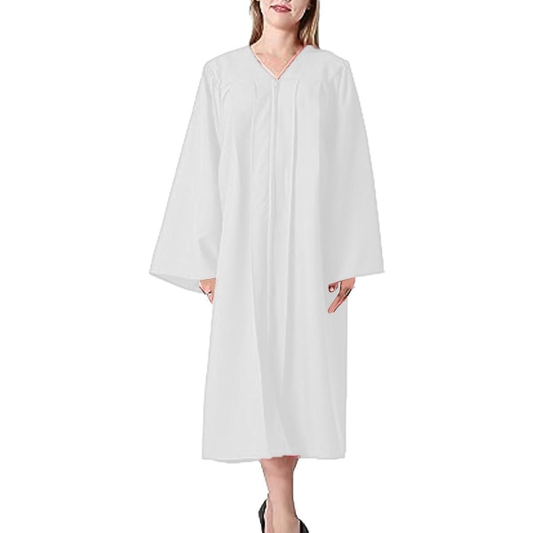 Unisex matt avgangskjole for videregående skole, korkåper til kirken, dommerkåper kostyme Halloween kostyme - hvit XL