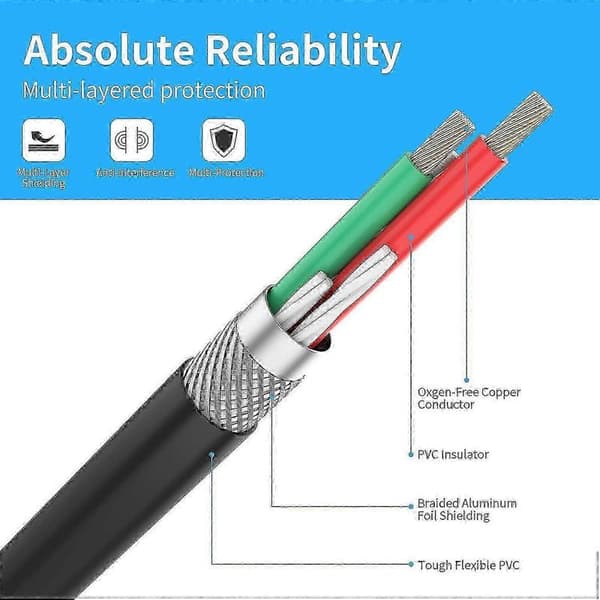 3,5 mm til RCA-kabel 30 meter 3,5 mm TRS han til 2RCA han stereo Y-splitter
