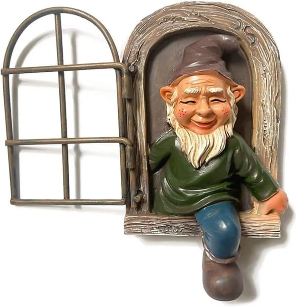 Havegnomstatue, 3D-harpiksstatue, havedekorationer, mini