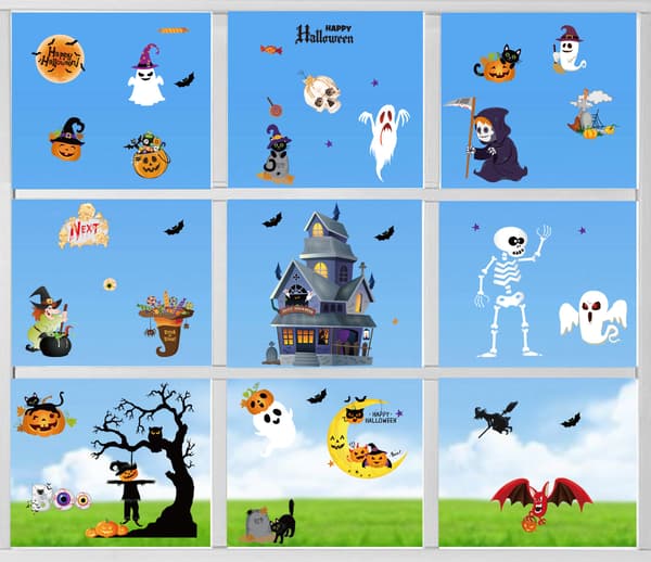 Halloween Vindusklistremerker, 9 stk Halloween