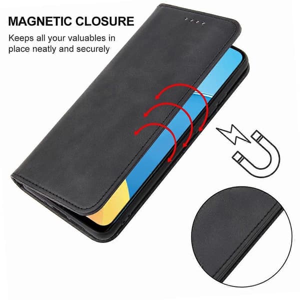 Magnetiskt läderfodral för OPPO A15s Black