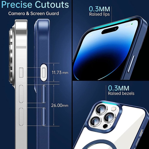 Magnetisk gjennomsiktig deksel som er kompatibel med Iphone 14/plus/pro/pro Max beskyttelsesveske Blue iPhone14 Pro Max
