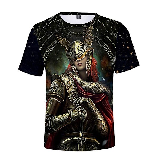 Elden Ring Män Kvinnor Printed Crew Neck Kortärmad T-shirt Tee Tops A XL