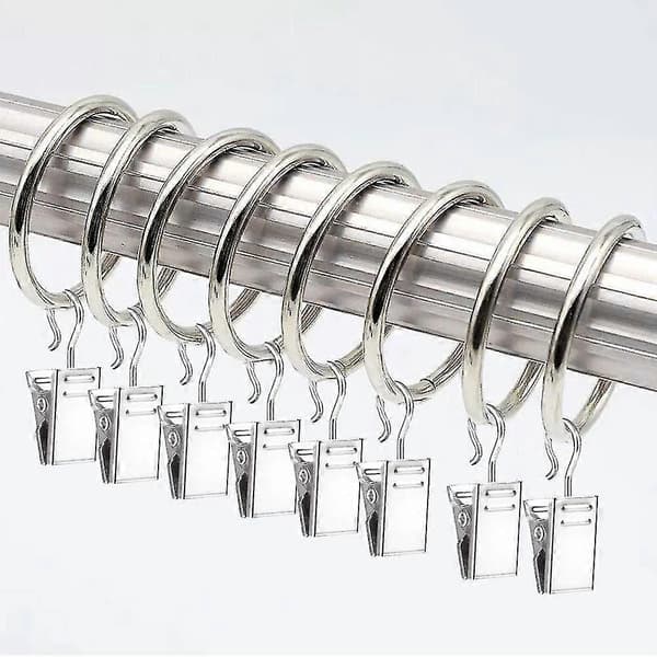 Hjyang 50-pack metallgardinringar med klämmor krokar 25 mm innerdiameter BNQ