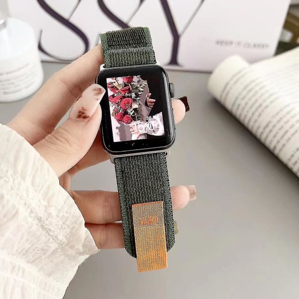 Velegnet til Apple Watch S7applewatchs8 Nylon Ultra Canvas 49mm45mm Wild Diameter Band 41m Army Green 42 44 45 49mm