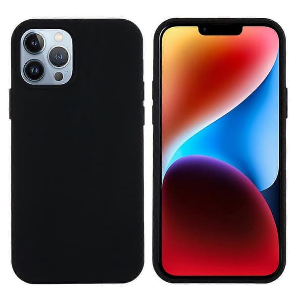 Ensfarvet silikone telefoncover til iPhone 15 Black For iPhone 15 Pro