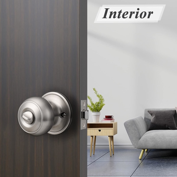4 pakke privat bold-stil nøglen indgangsdørknop, indvendige nøglefri dørknapper Låse til soveværelse eller badeværelse