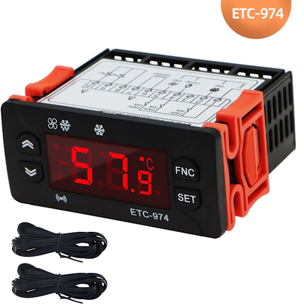 Etc-974 Digital temperaturregulator Mikroprocessor Termostater Termostat Kylning Larmet 220