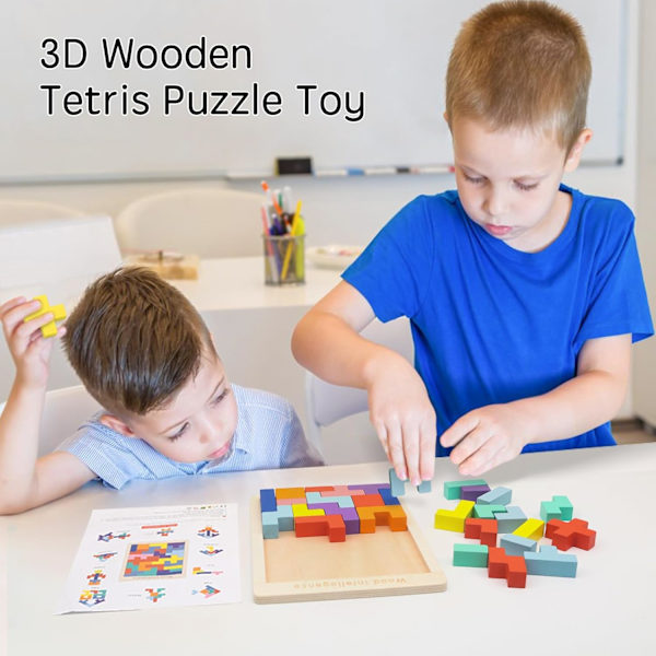 Montessori-leksaker för barn 3 4 5 6 år, transparent hjärngåta pussel leksak intelligens färgglada block, geometrisk pedagogiskt spel present till barn Wooden puzzle