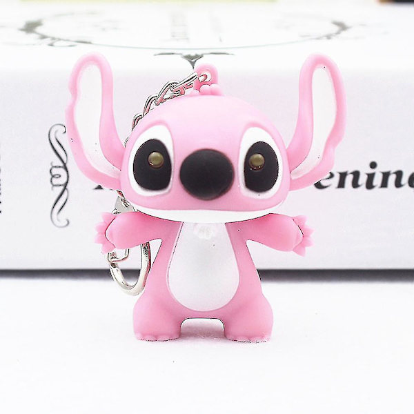 1/2 stk Stitch Legetøj Vedhæng Lydende Led Nøglering Par Nøglering Gave Pink 2Pcs