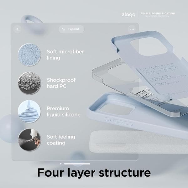 Flytende silikondeksel kompatibelt med iPhone 15 Pro, Lyseblå