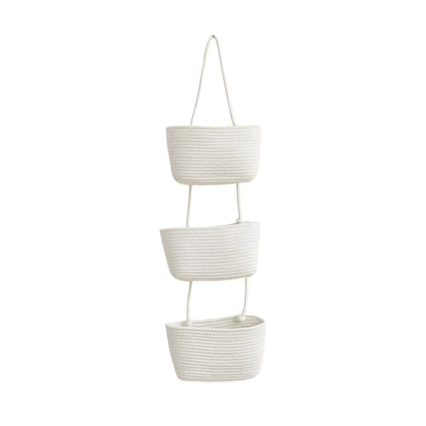 Bomuldsreb Vægkurve – Boho Stil – til Køkken & Børneværelse White 3Grids
