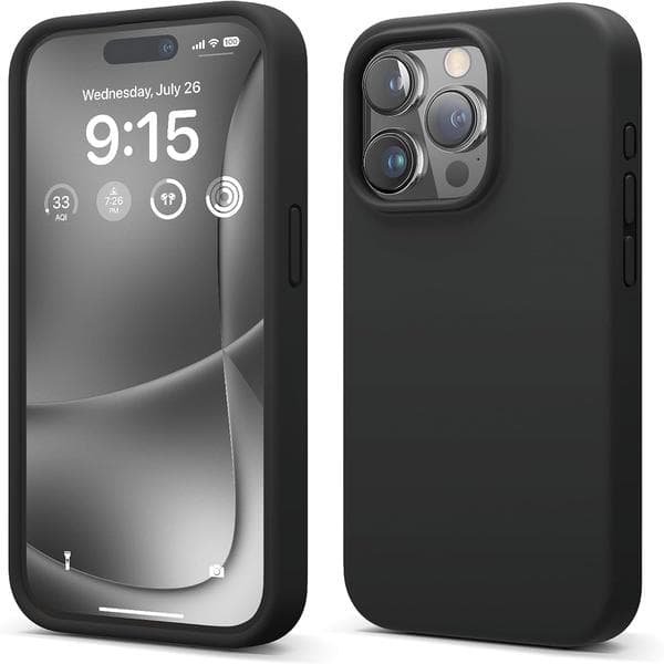Flydende silikonecover kompatibelt med iPhone 15 Pro, Lyseblå