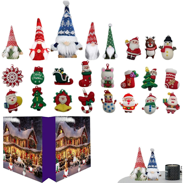 Advent Calendar 2024, Christmas Countdown Calendar with 24 Characters, Portable Holiday Gifts for Adults, Kids and Friends 5 gnomes + 19 gadgets