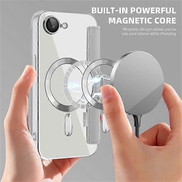 Telefondeksel for iPhone 16e, Kompatibelt med MagSafe PU-lærdeksel Titanium Grey